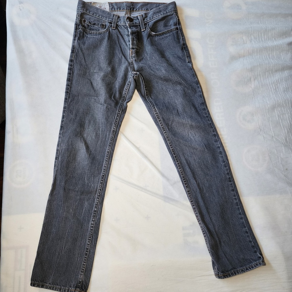 Hollister Jeans Mens 28x30 Grey Excellent Faded Straight Leg Button Fly SS1373
